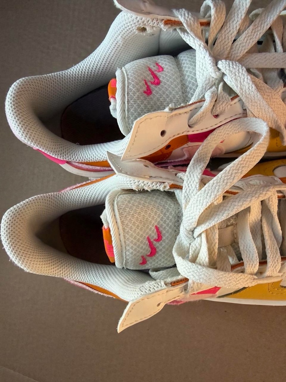 Nike White Sneakers with Pink & Yellow Accents - Picture 5 of 7